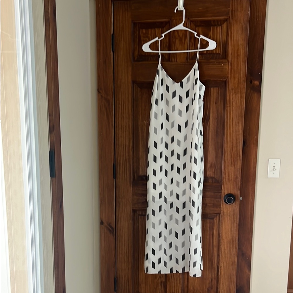 Theory Black and White Slip Maxi Dress